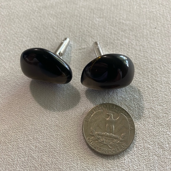 Smoky glass cuff links, vintage - Picture 2 of 3